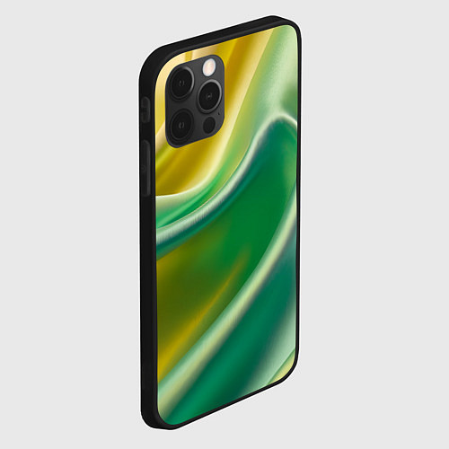 Чехол iPhone 12 Pro Шелк зеленый с желтым / 3D-Черный – фото 2