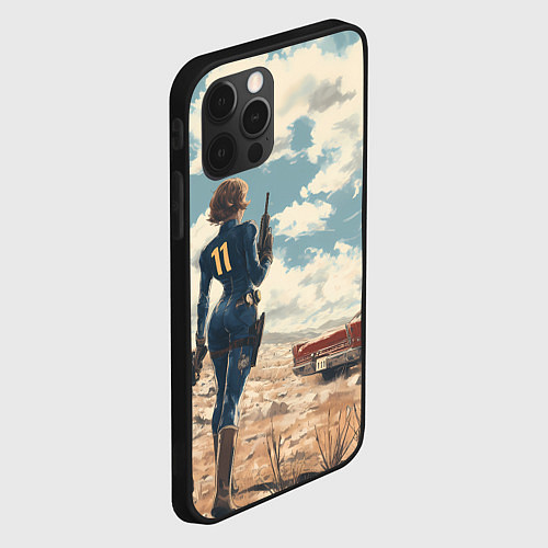 Чехол iPhone 12 Pro Fallout девушка в пустоши / 3D-Черный – фото 2