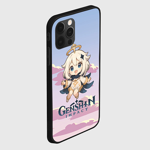 Чехол iPhone 12 Pro Genshin Impact чиби Паймон / 3D-Черный – фото 2