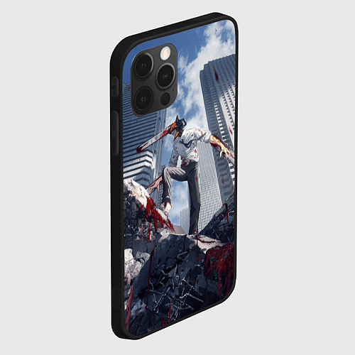Чехол iPhone 12 Pro Denji in city Chainsaw man / 3D-Черный – фото 2