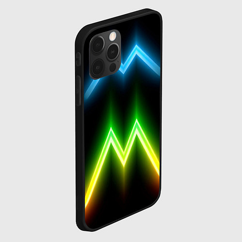 Чехол iPhone 12 Pro Neon multicolored lines / 3D-Черный – фото 2