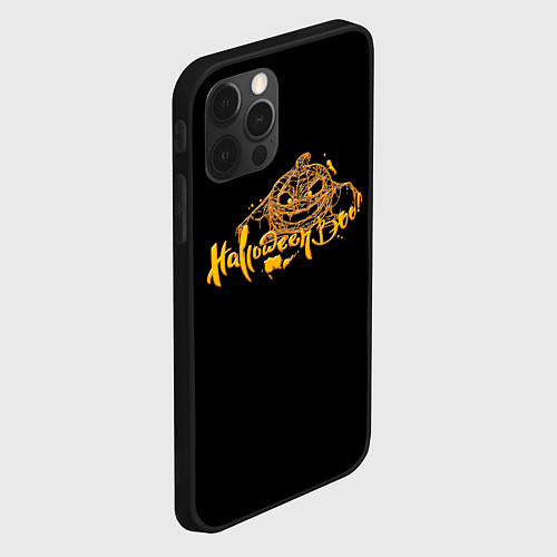 Чехол iPhone 12 Pro Хэллоуин - Тыква в паутине / 3D-Черный – фото 2