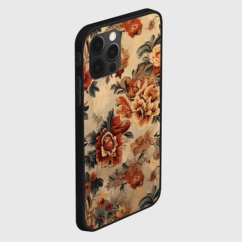 Чехол iPhone 12 Pro Ковер цветочный текстура / 3D-Черный – фото 2