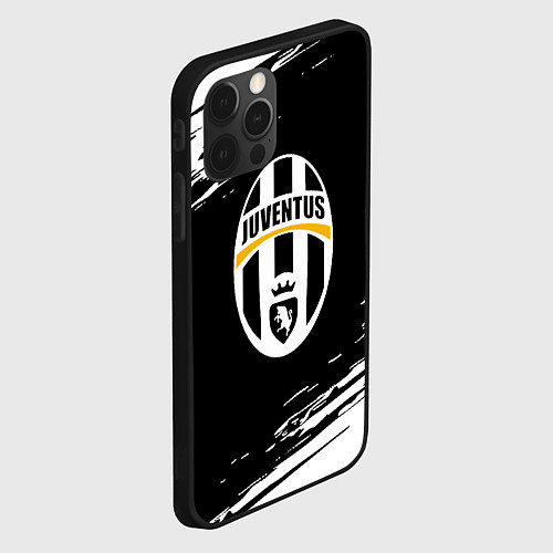Чехол iPhone 12 Pro Juventus краски штрихи текстура / 3D-Черный – фото 2