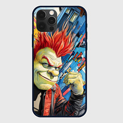 Чехол для iPhone 12 Pro Панк Шрек на фоне домов, цвет: 3D-черный