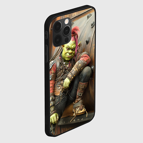 Чехол iPhone 12 Pro Шрек в панковских шмотках / 3D-Черный – фото 2