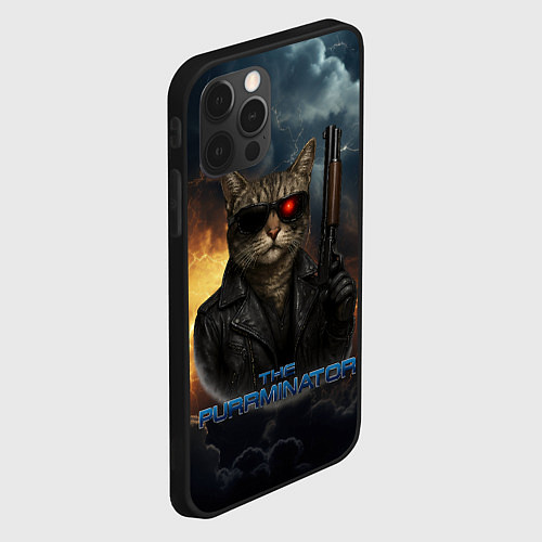 Чехол iPhone 12 Pro The purrminator кот терминатор / 3D-Черный – фото 2