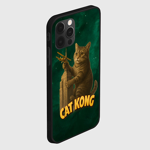 Чехол iPhone 12 Pro Cat Cong пародия на Кинг Конг / 3D-Черный – фото 2