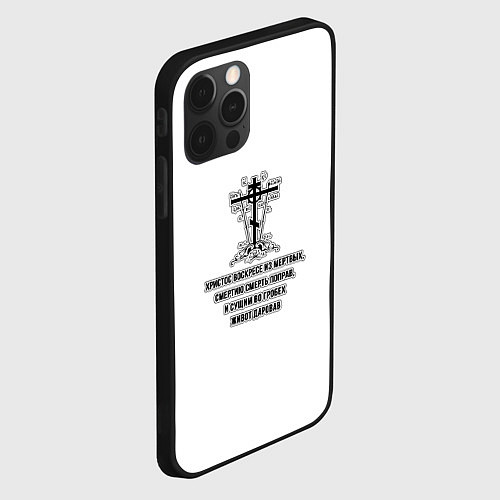 Чехол iPhone 12 Pro Христос воскресе черный узор / 3D-Черный – фото 2