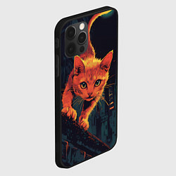 Чехол для iPhone 12 Pro Котенок в городе будущего, цвет: 3D-черный — фото 2