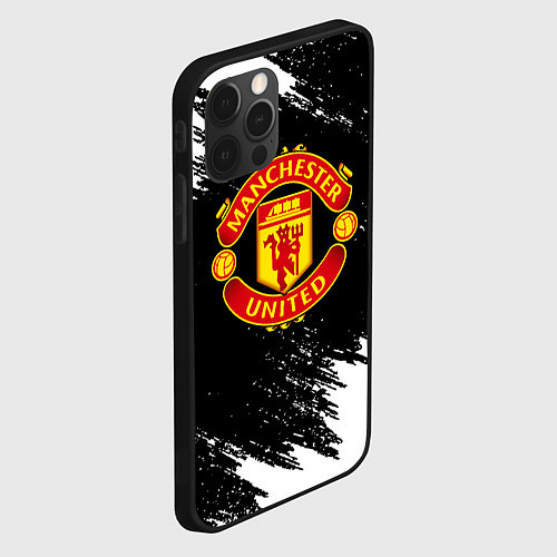 Чехол iPhone 12 Pro Манчестер Юнайтед белые краски / 3D-Черный – фото 2