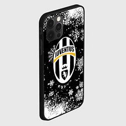 Чехол для iPhone 12 Pro Ювентус белые снежинки краски, цвет: 3D-черный — фото 2