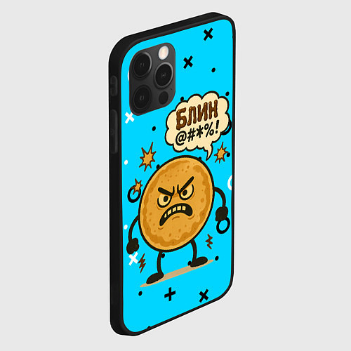 Чехол iPhone 12 Pro Злой блин ругается / 3D-Черный – фото 2