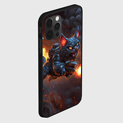 Чехол для iPhone 12 Pro Киберпанк - кот в космосе стреляет из оружия, цвет: 3D-черный — фото 2