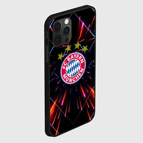 Чехол iPhone 12 Pro Бавария Мюнхен неоновая абстракция / 3D-Черный – фото 2