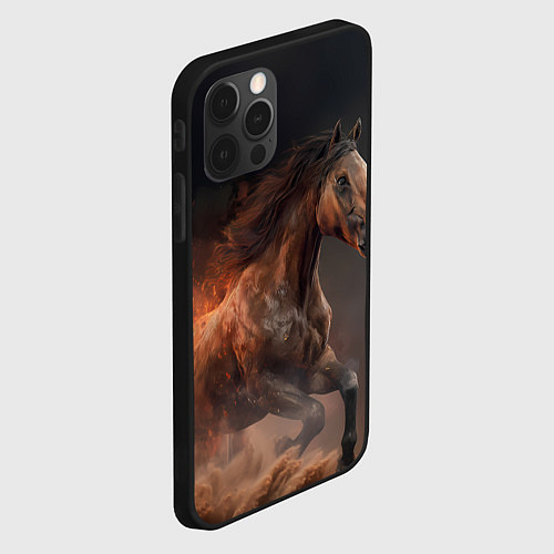 Чехол iPhone 12 Pro Бегущая лошадь / 3D-Черный – фото 2