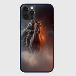 Чехол для iPhone 12 Pro Всадник на лошади из тумана, цвет: 3D-черный