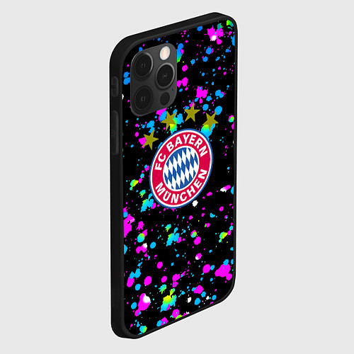 Чехол iPhone 12 Pro Бавария Мюнхен краски неон / 3D-Черный – фото 2
