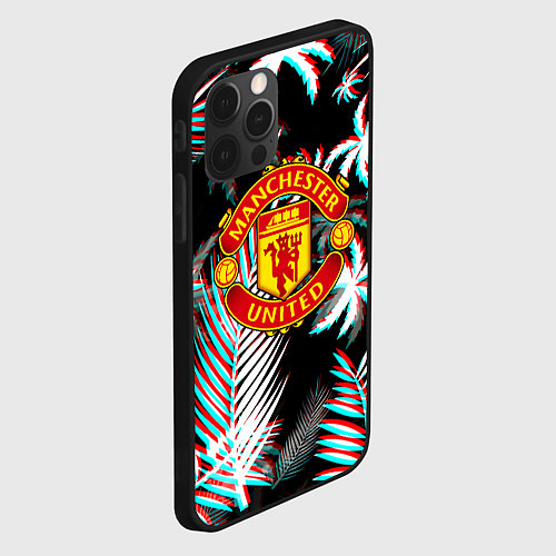 Чехол iPhone 12 Pro Манчестер Юнайтед тропики глитч / 3D-Черный – фото 2