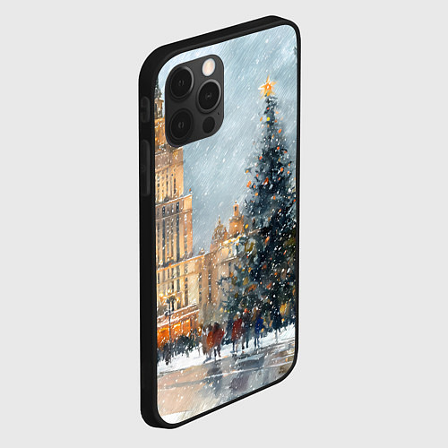 Чехол iPhone 12 Pro Новогодняя Москва / 3D-Черный – фото 2