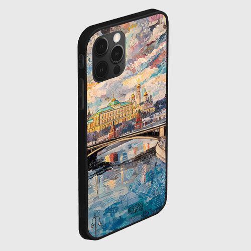 Чехол iPhone 12 Pro Зимняя Москва с абстрактным небом / 3D-Черный – фото 2