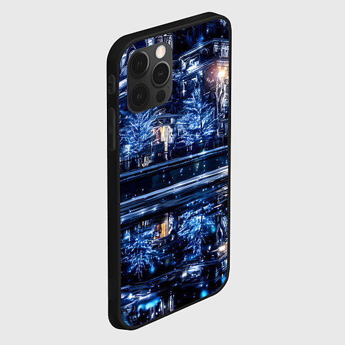 Чехол iPhone 12 Pro Новогодняя ночная Москва / 3D-Черный – фото 2