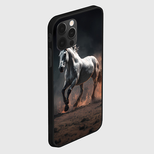Чехол iPhone 12 Pro Белая лошадь / 3D-Черный – фото 2