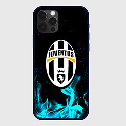 Чехол для iPhone 12 Pro Ювентус неоновый огонь, цвет: 3D-черный