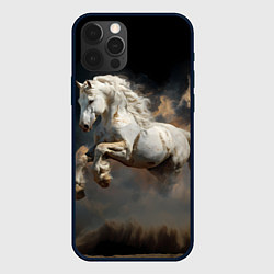 Чехол для iPhone 12 Pro Белая лошадь из бури, цвет: 3D-черный