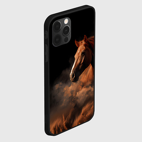 Чехол iPhone 12 Pro Лошадь из землянной бури / 3D-Черный – фото 2