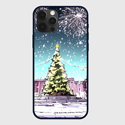 Чехол для iPhone 12 Pro Москва - новогодний салют, цвет: 3D-черный