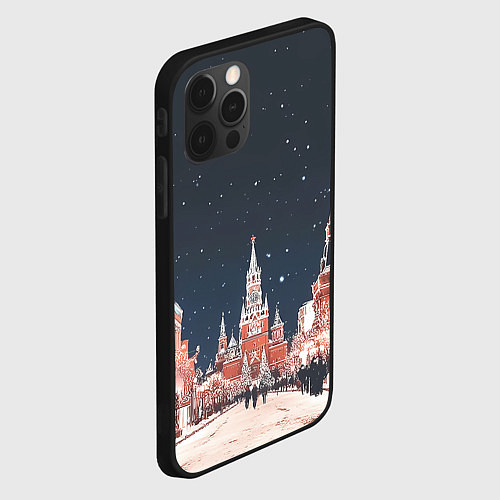 Чехол iPhone 12 Pro Праздничная ночь в Москве / 3D-Черный – фото 2