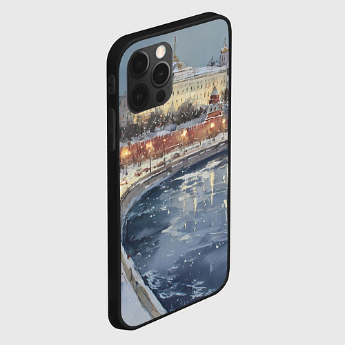 Чехол iPhone 12 Pro Новогодние праздники в Москве / 3D-Черный – фото 2