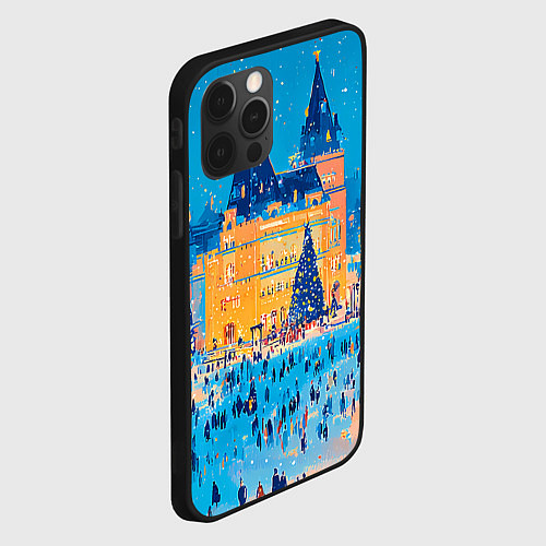 Чехол iPhone 12 Pro Московские новогодние каникулы / 3D-Черный – фото 2