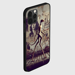 Чехол для iPhone 12 Pro Пришелец идёт вдоль стены с рваными афишами, цвет: 3D-черный — фото 2