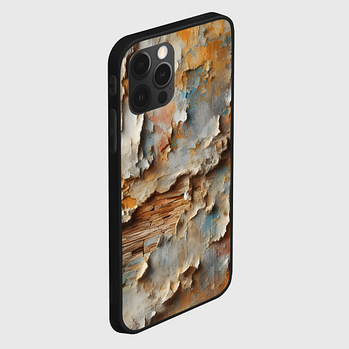 Чехол iPhone 12 Pro Старая штукатурка на стене - абстракция / 3D-Черный – фото 2