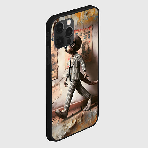 Чехол iPhone 12 Pro Пришелец в костюме в полосочку / 3D-Черный – фото 2