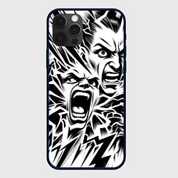 Чехол iPhone 12 Pro Свирепые лица и молнии - нейроарт