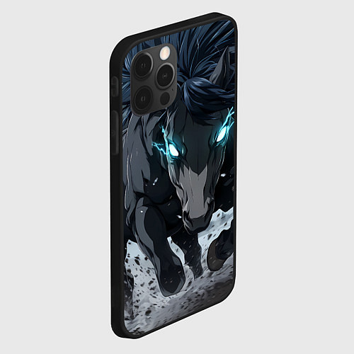 Чехол iPhone 12 Pro Мощный конь / 3D-Черный – фото 2