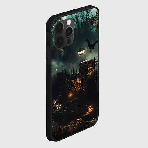 Чехол iPhone 12 Pro Ночь тыкв и теней / 3D-Черный – фото 2