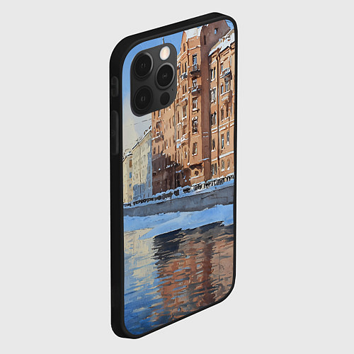 Чехол iPhone 12 Pro Зимний Санкт-Петербург / 3D-Черный – фото 2