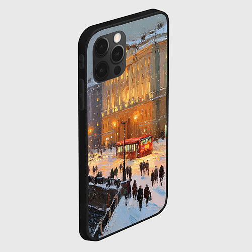 Чехол iPhone 12 Pro Предновогодний Санкт-Петербург / 3D-Черный – фото 2