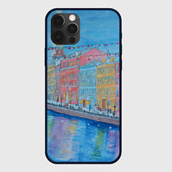 Чехол для iPhone 12 Pro Новогодний рисованный Санкт-Петербург, цвет: 3D-черный