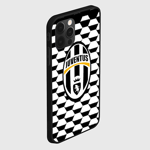 Чехол iPhone 12 Pro Juventus геометрия черно белая / 3D-Черный – фото 2