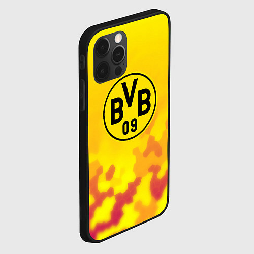 Чехол iPhone 12 Pro Borussia камуфляж желтый текстура / 3D-Черный – фото 2