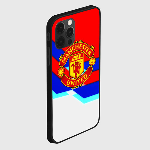 Чехол iPhone 12 Pro Манчестер Юнайтед полосы геометрия / 3D-Черный – фото 2