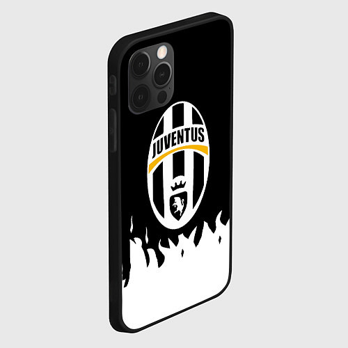 Чехол iPhone 12 Pro Ювентус белый огонь текстура / 3D-Черный – фото 2