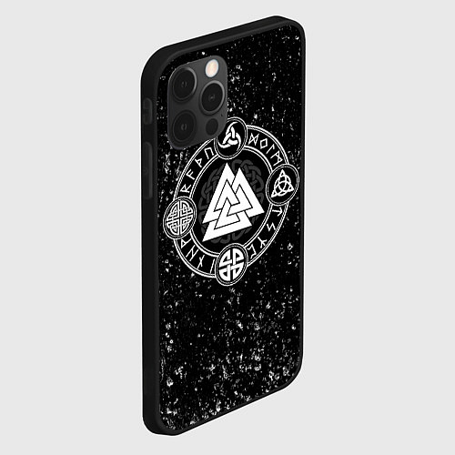 Чехол iPhone 12 Pro Валькнут и символы в круге / 3D-Черный – фото 2
