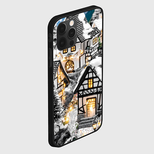 Чехол iPhone 12 Pro Объемные новогодние дома / 3D-Черный – фото 2