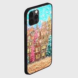 Чехол для iPhone 12 Pro Новогодний город в блестках, цвет: 3D-черный — фото 2